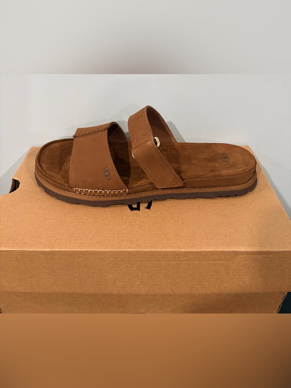 UGG Women's GoldenGaze Slide Sandals | Color:Dark Chestnut | size: 10